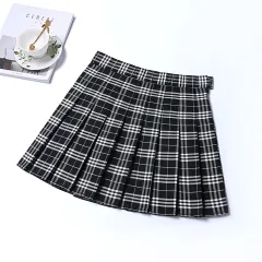 Classic Plaid Skirt Jk Uniform Skirt - Black - View 1