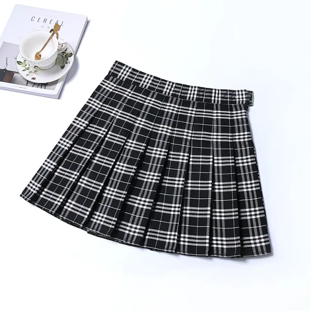 Classic Plaid Skirt Jk Uniform Skirt Black - Shop at LoveMi