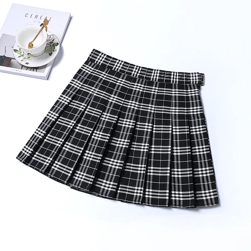 Classic Plaid Skirt Jk Uniform Skirt - Black