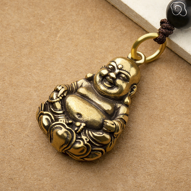 Brass Happiness Buddha Pendant Male Photo Color - Shop at LoveMi