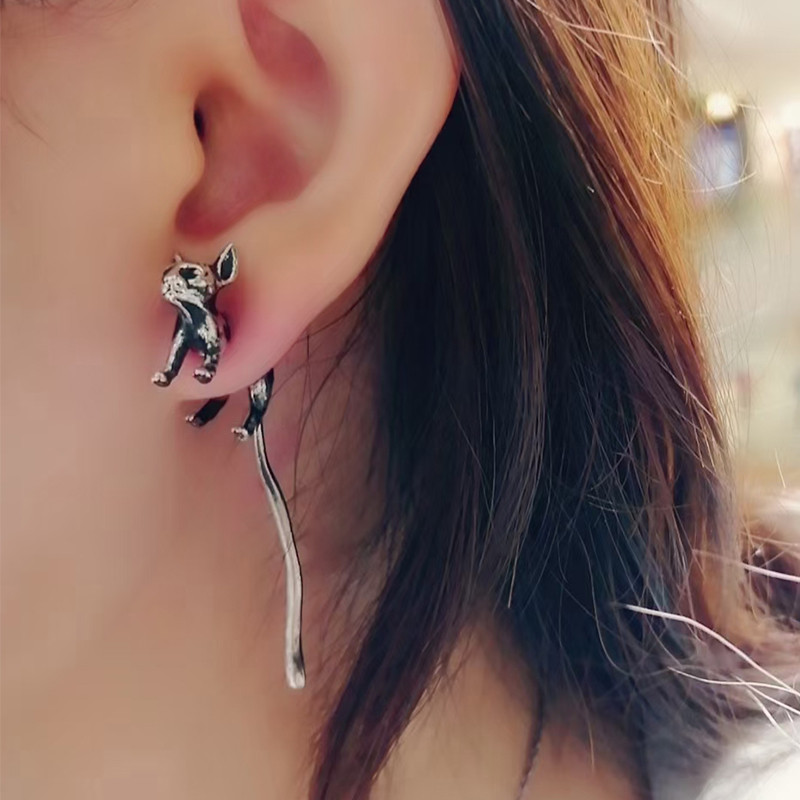 925 Sterling Silver Personalized Earrings Female Cute Cat Earrings Retro Kitten