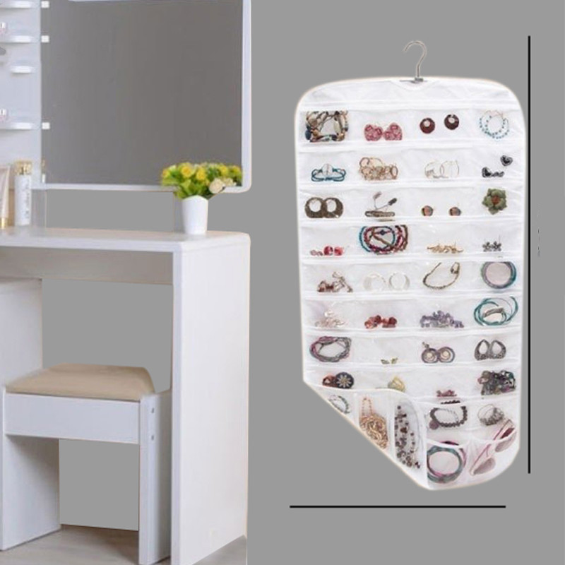 80 Grid Storage Bag Non-Woven Double-Sided Jewelry Hanging Bag Necklace Jewelry Storage Box