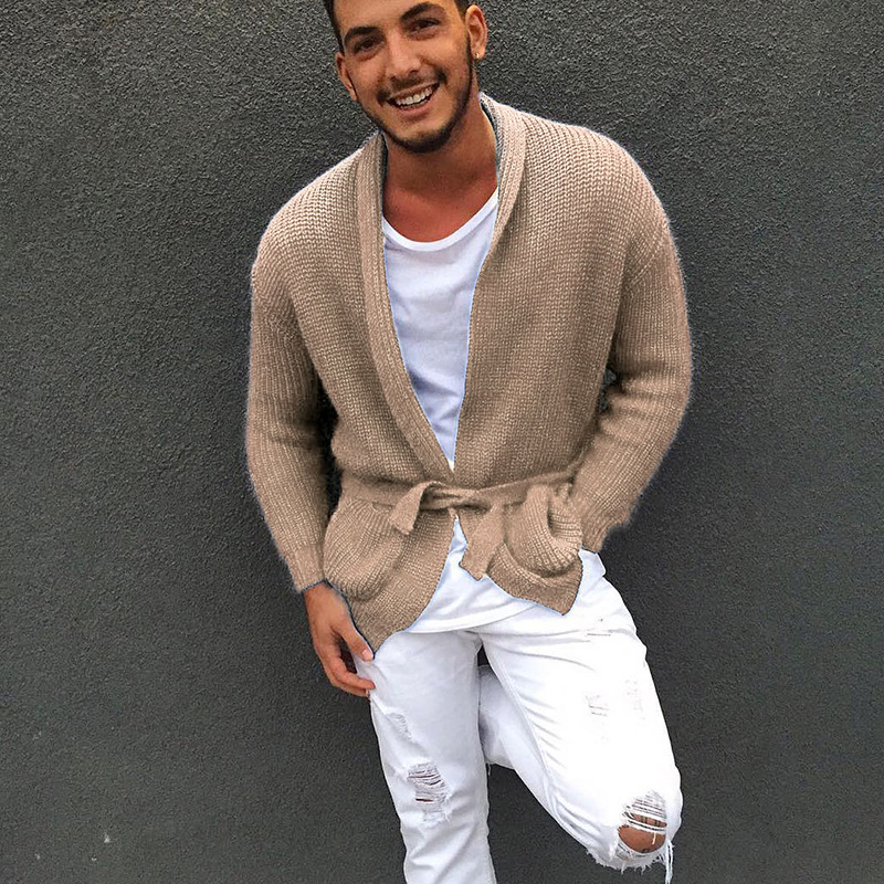 European and American knitted cardigan men