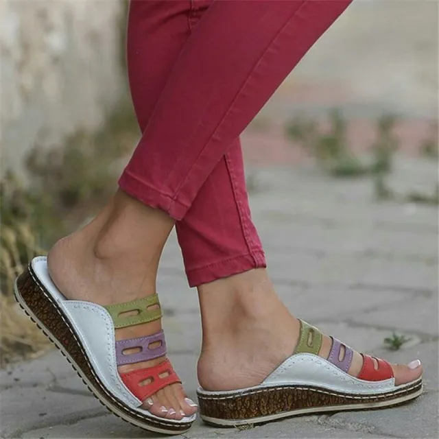Wedge Heel Color Block Platform Roman Women's Shoes White - Shop at LoveMi