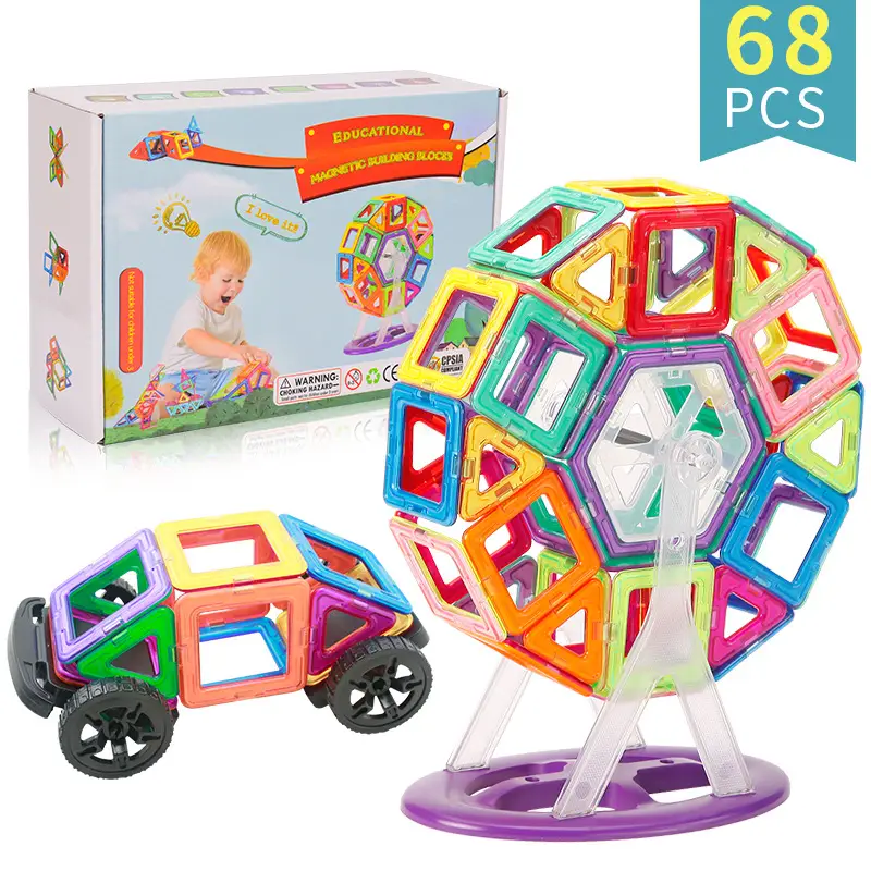 Magnetic Toy Building Blocks 68Pcs Ferris Wheel Package