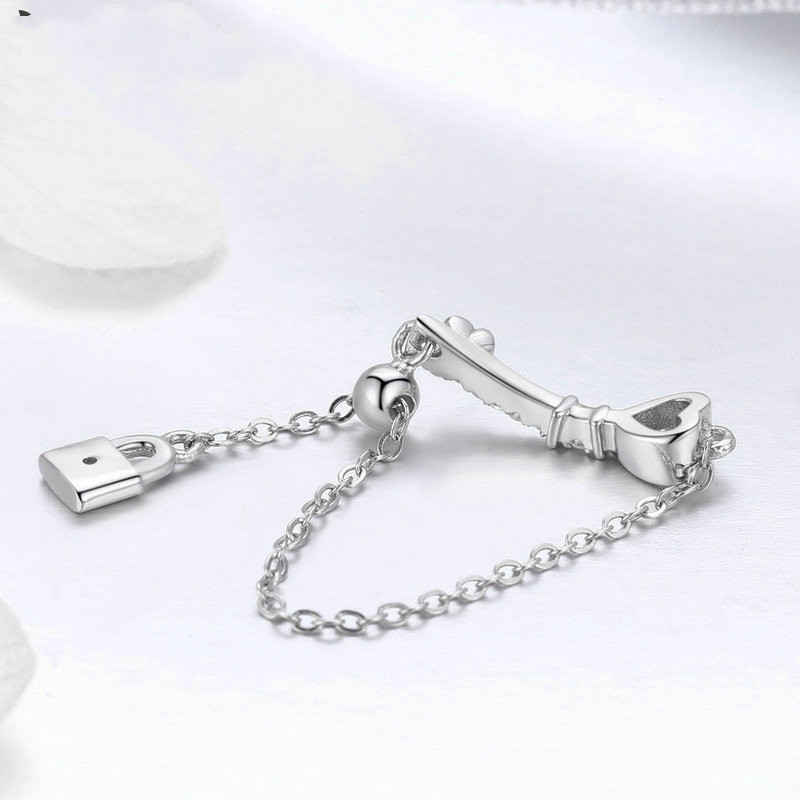 Romantic Series Heart Lock Key S925 Sterling Silver Ring