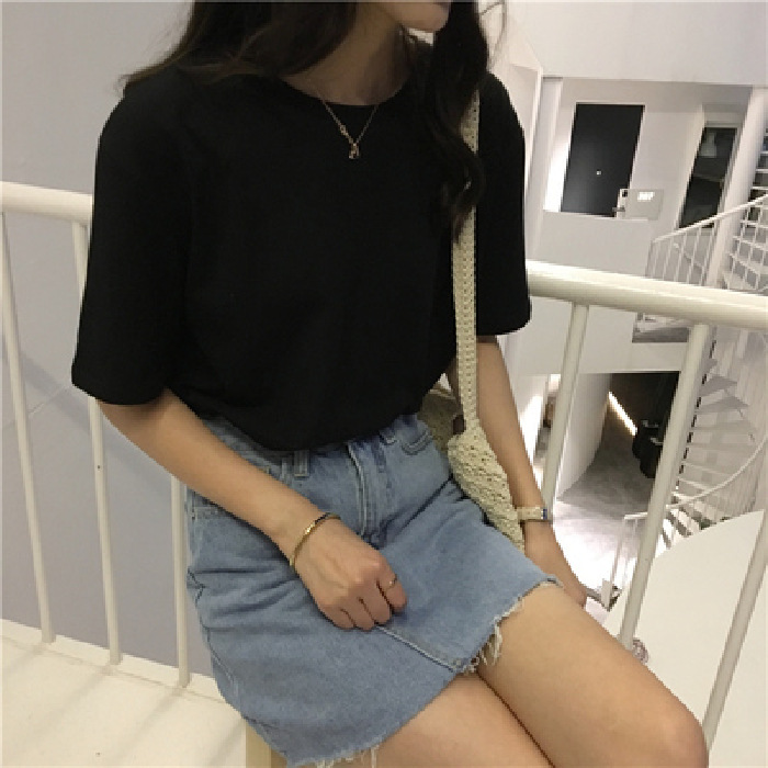 Title 5, Milk Silk Basic Solid Color Short-sleeved T-shirt