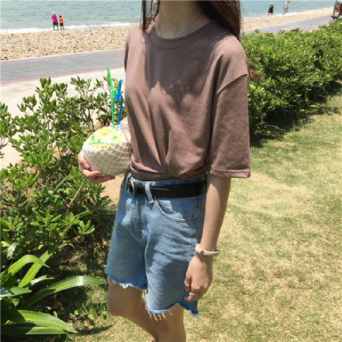 Title 6, Milk Silk Basic Solid Color Short-sleeved T-shirt