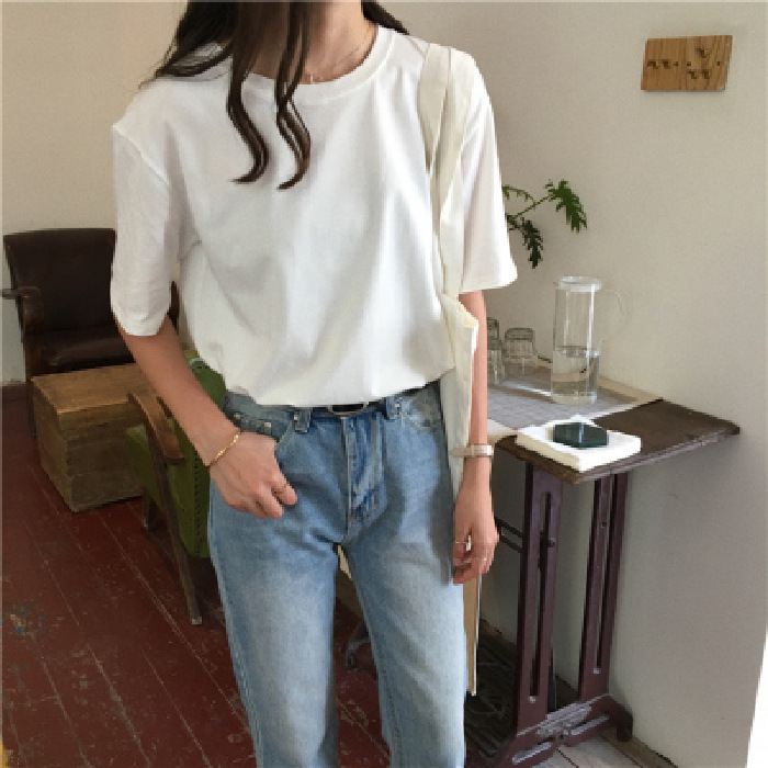 Title 2, Milk Silk Basic Solid Color Short-sleeved T-shirt