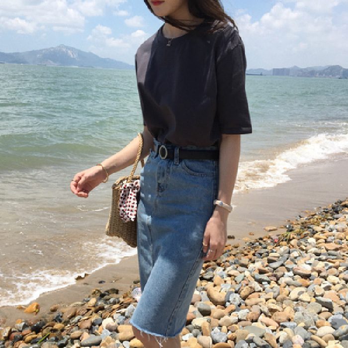 Title 14, Milk Silk Basic Solid Color Short-sleeved T-shirt