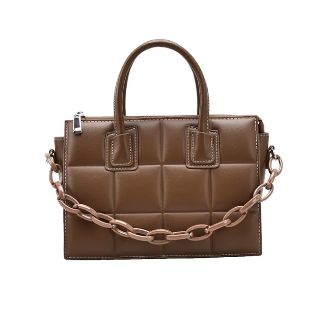 Lingge Fashion Handheld Lady Bag Shoulder Khaki - Shop at LoveMi