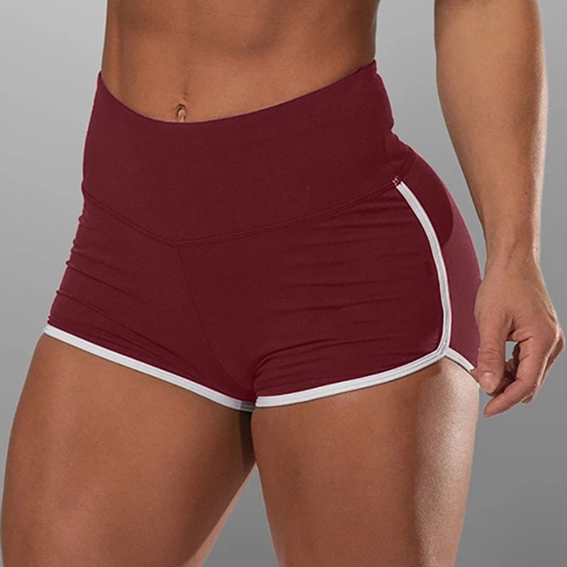 Pure Color Women Summer Hip Fitness Yoga Wear Shorts Red - Shop at LoveMi