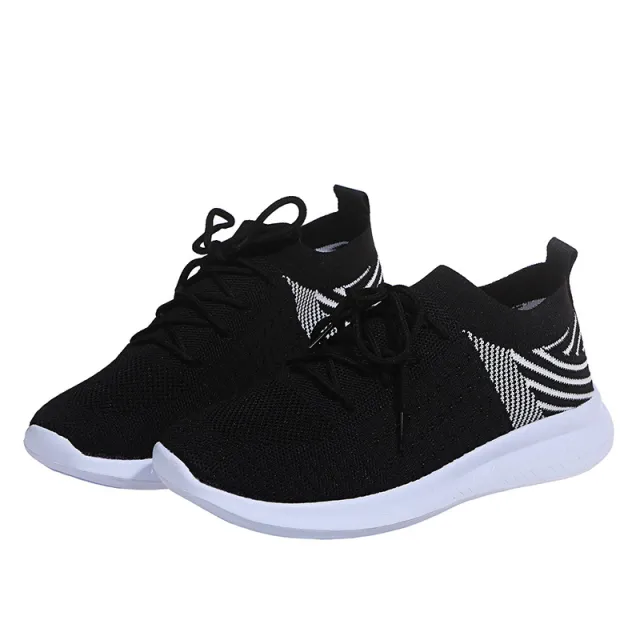 New Fashion Breathable Fly Woven Mesh Shoes Casual Flat Sneakers Women Black - Shop at LoveMi