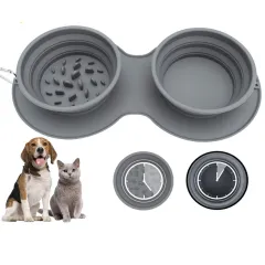 Pet Slow Food Anti-choke Dog Bowl - Grey - View 1