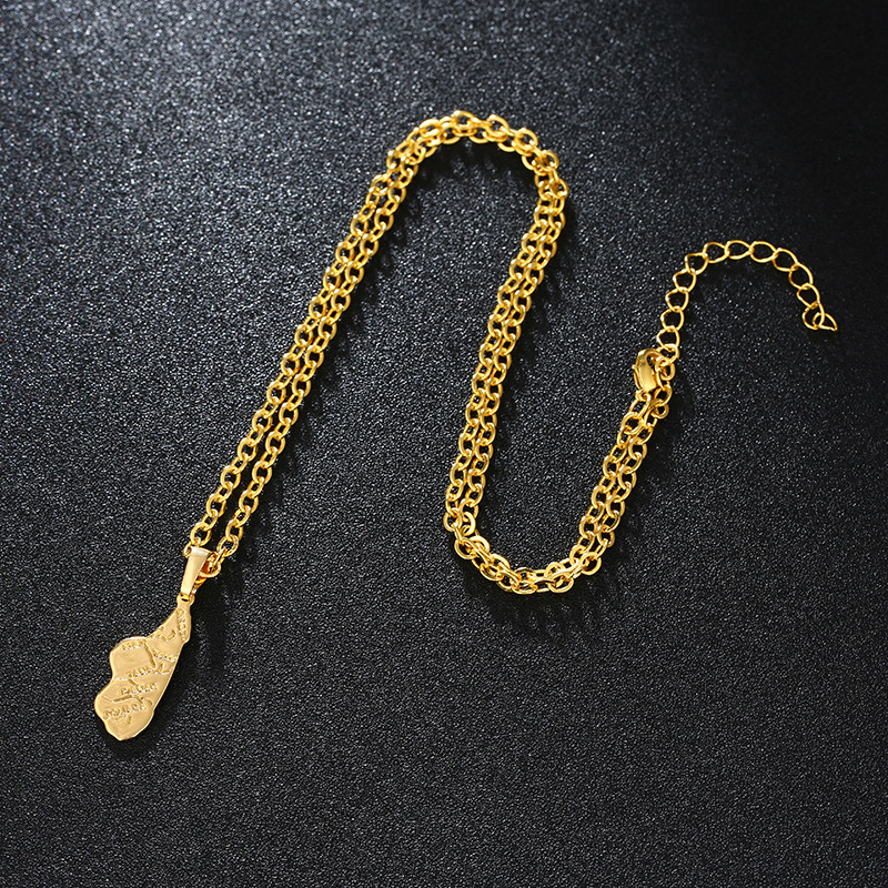 Africa Madagascar Stainless Steel Chain Map Necklace