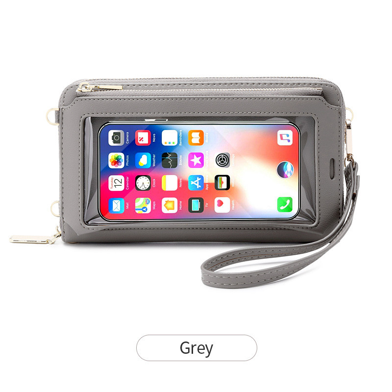 Touch Screen Mobile Phone Bag Female RFID Anti theft Brush Grey - Shop at LoveMi
