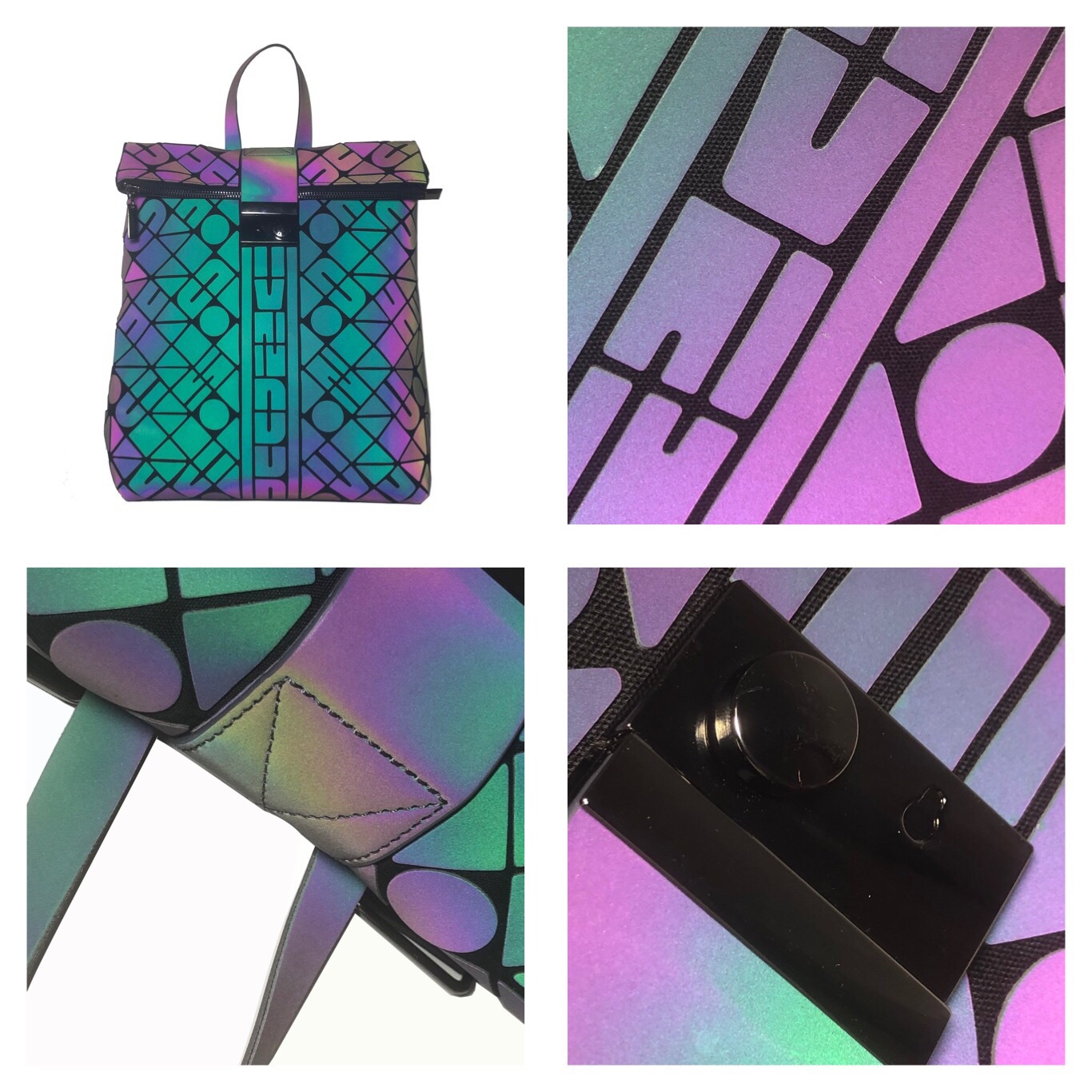 Ladies Men'S Trend Geometric Rhombus Luminous Large Capacity Backpack