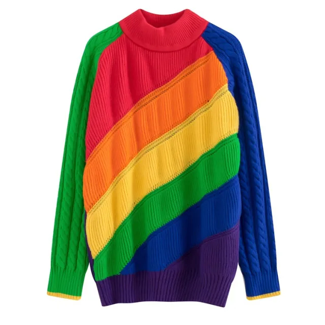 Celebrity Hyuna The Same Rainbow Sweater Women Rainbow - Shop at LoveMi