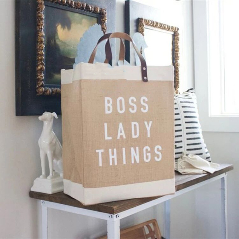 Custom Burlap Bag Microfiber Tote Bag Khaki - Shop at LoveMi