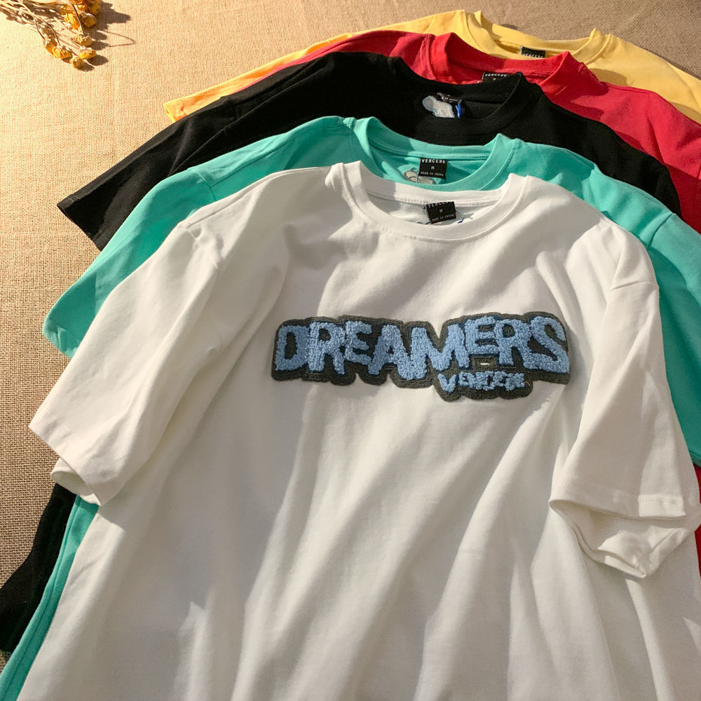 Towel Embroidered Letters Short-sleeved T-shirt Korean Loose