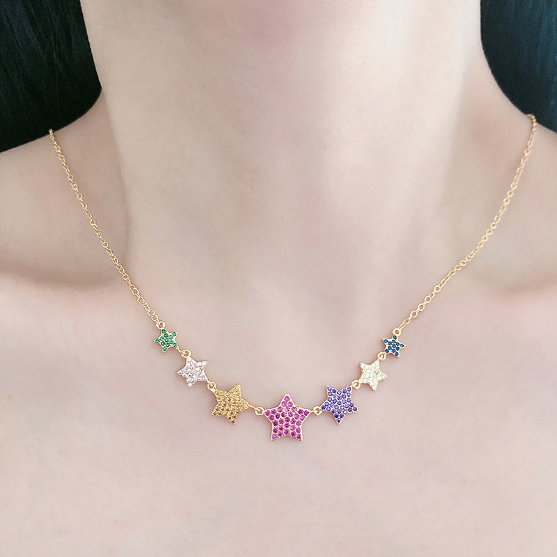 Title 3, Ladies Colorful Cubic Zirconia Gold Plated Chain