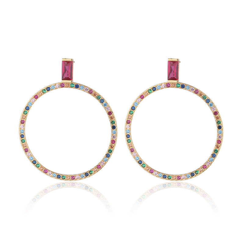 South American Style Round Colorful Glass Stone Earrings