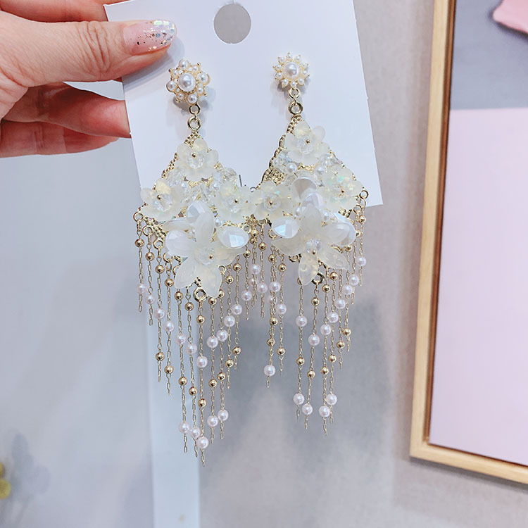 Needle Korean Dongdaemun Fashion New Metal Pearl Flower Tassel