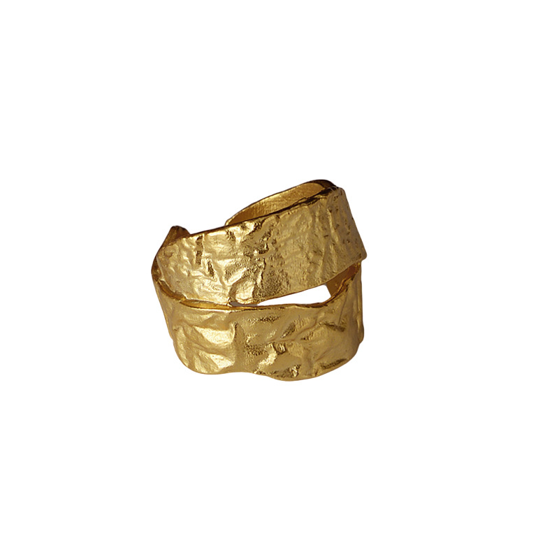 Light European And American Exaggerated Simple S925 Sterling Silver Textured Ring