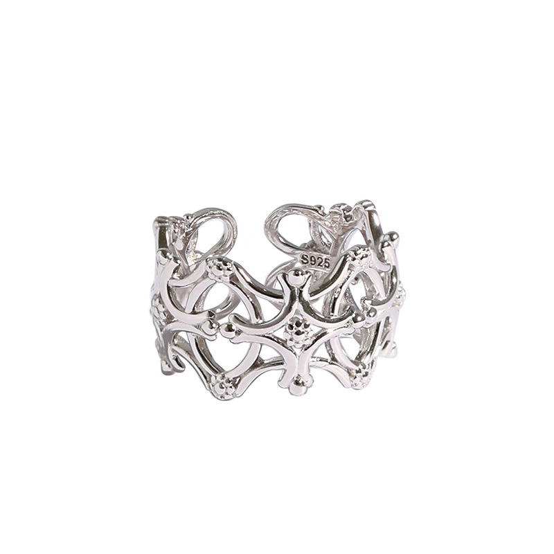 Sterling Silver Ring Ins Niche Design Sense Roman Pattern