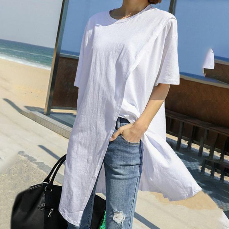 Title 7, Loose Slimming Irregular Split Bottoming Shirt ...