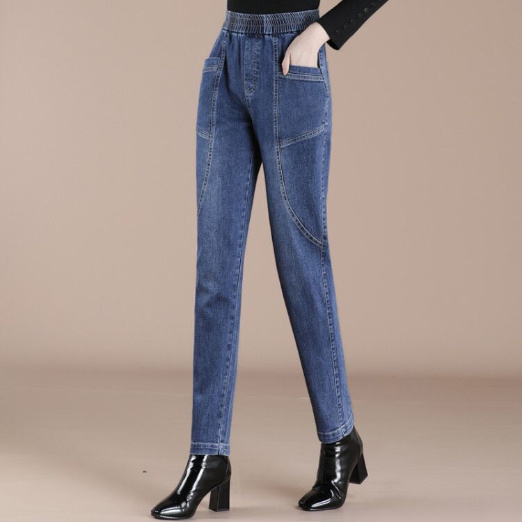 New High waisted Harem Pants Are Thin And Temperament Cropped Pants Blue - Shop at LoveMi
