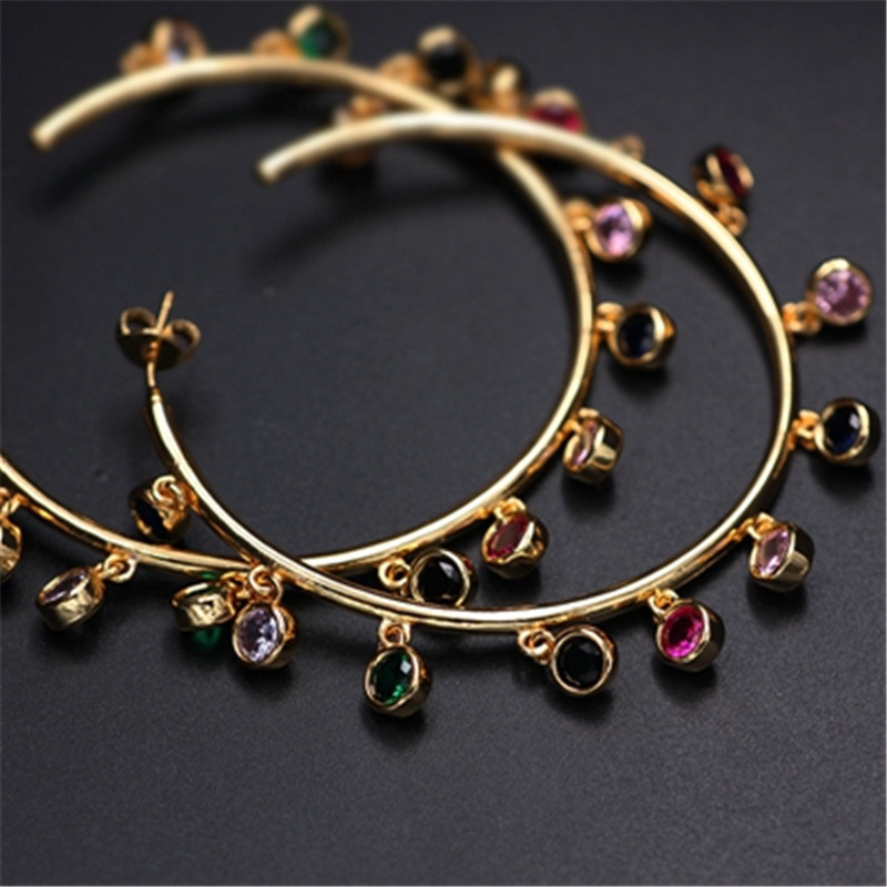 Sexy Personality Color Zircon Earrings All-match