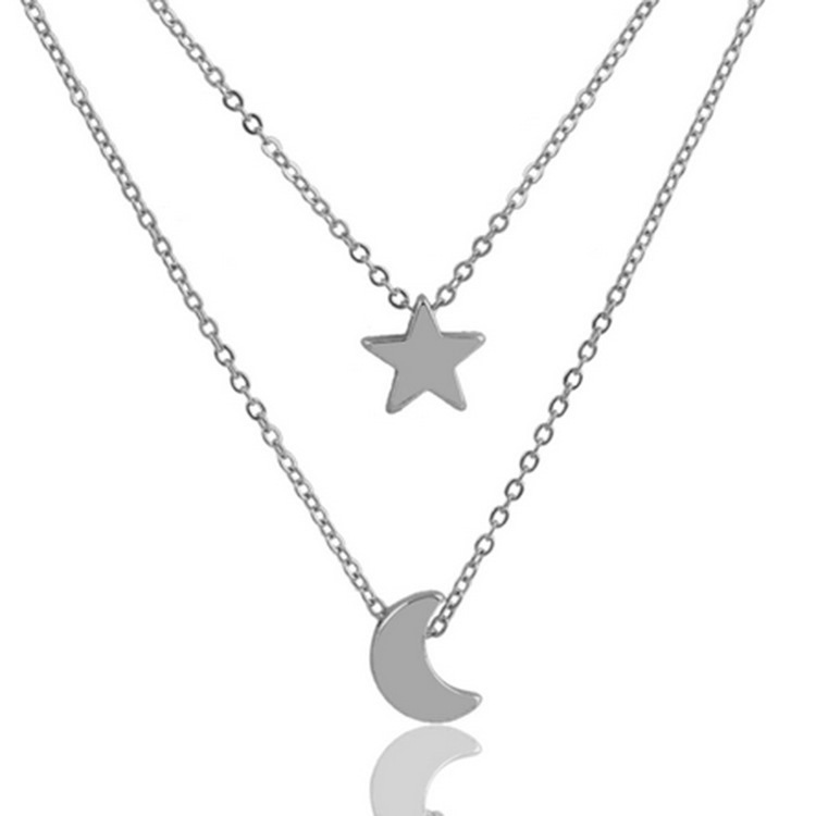 Personalized All-match Star And Moon Pendant Necklace Ladies Necklace