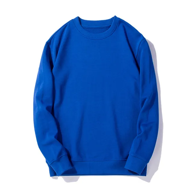 Men's And Women's New Sweater Women's Tops Solid Color Round Neck Blank Sweater Blue - Shop at LoveMi