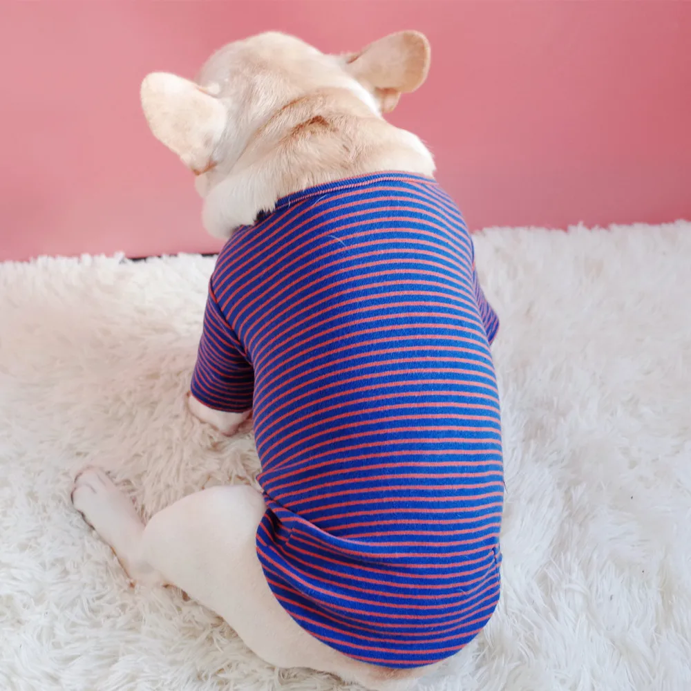 Cotton Stretch Padded Striped T-shirt - Purple