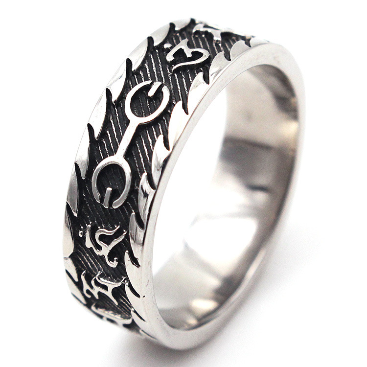 Titanium Steel Trendy Men's Ring Men's Domineering Ring Simple Tibetan