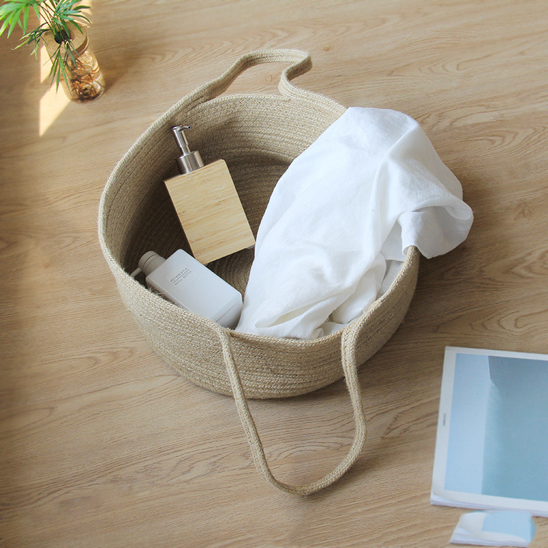 Jute Dirty Clothes Hamper Storage Basket Nordic Woven