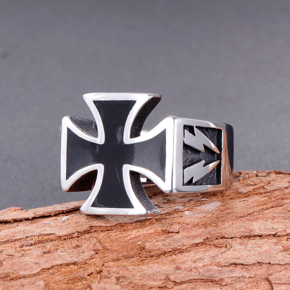 Titanium Steel Dripping Vinyl Cross Ring