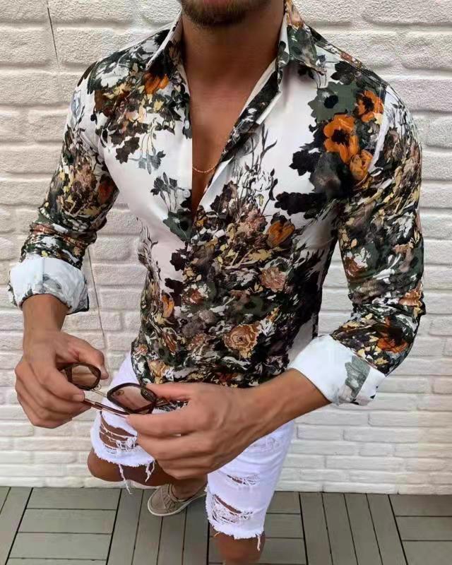 ["2019秋冬新款外贸印花朵翻领纽扣男式休闲衬衫 爆款男衬衣6081","花朵翻领衬衫","纽扣男式衬衫"]