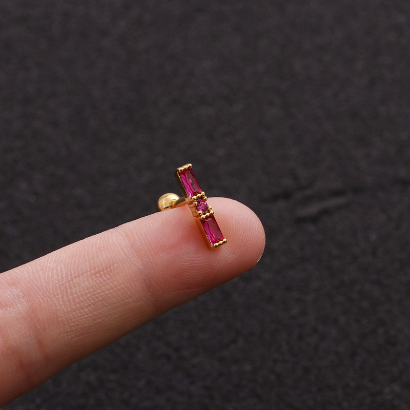 Personality Creative Rectangular Ear Bone Studs Micro-inlaid Zircon Ear Studs