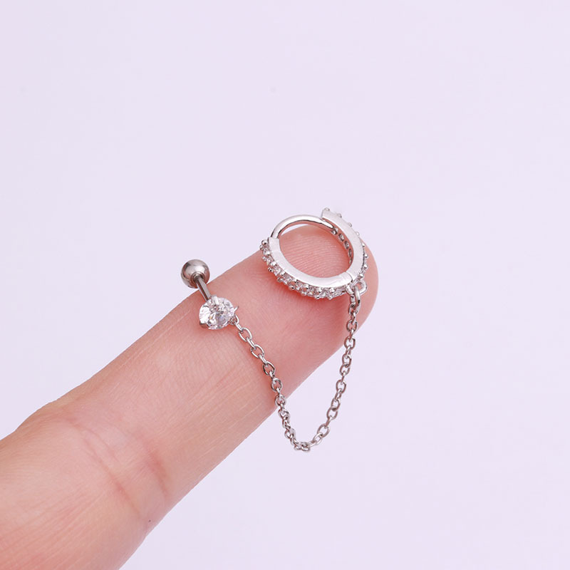 Creative Double Pierced Zircon Earrings