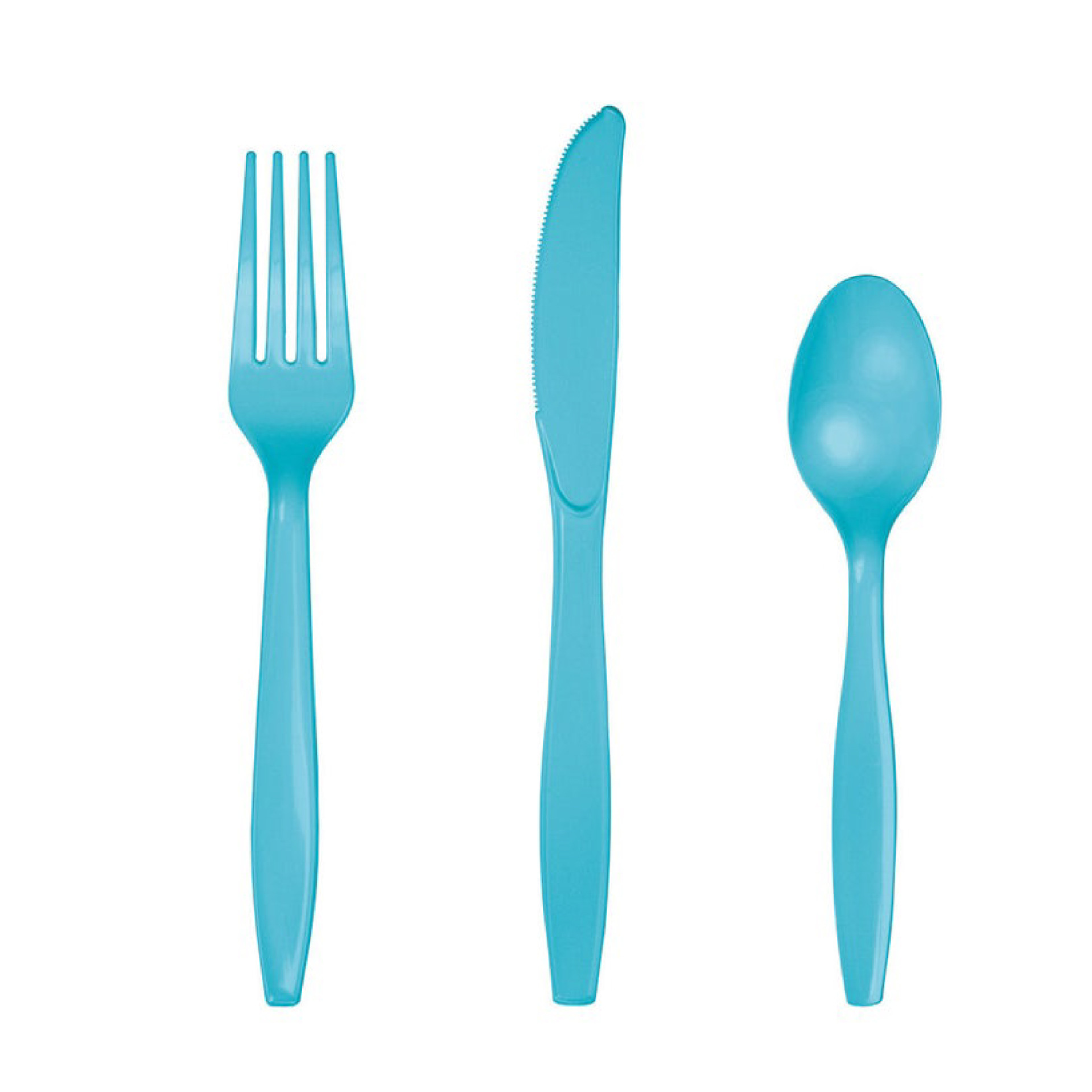 Blue plastic knife fork and s