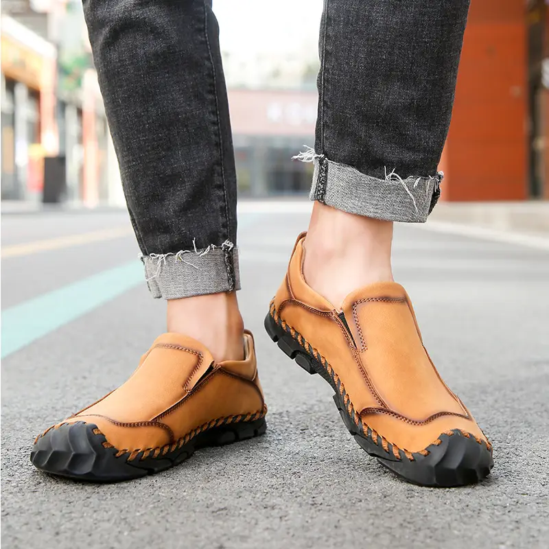 New Men's Peas Shoes Plus Size Korean Version Of All-match Soft Sole Casual Leather Shoes