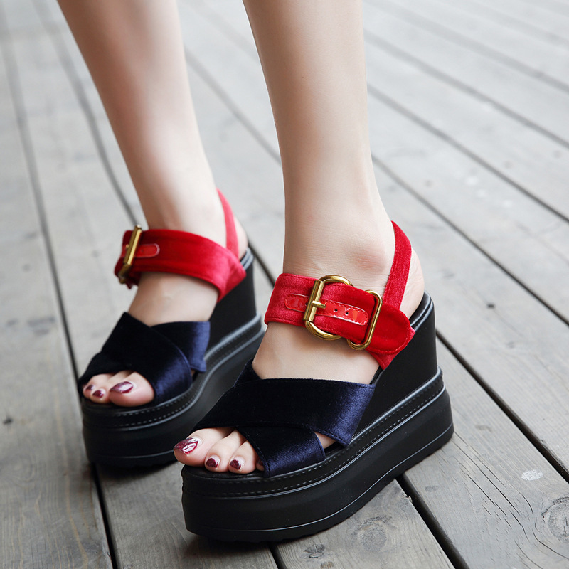Velvet Buckle High-Heeled Sandals, picture 3 of 4