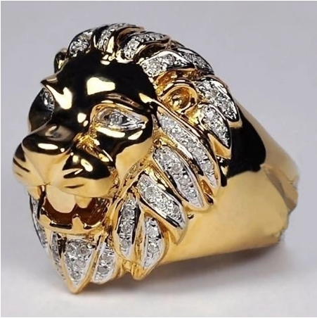 Cross-border E-commerce Supply Diamond Lion Head Ring Popular In Europe And America