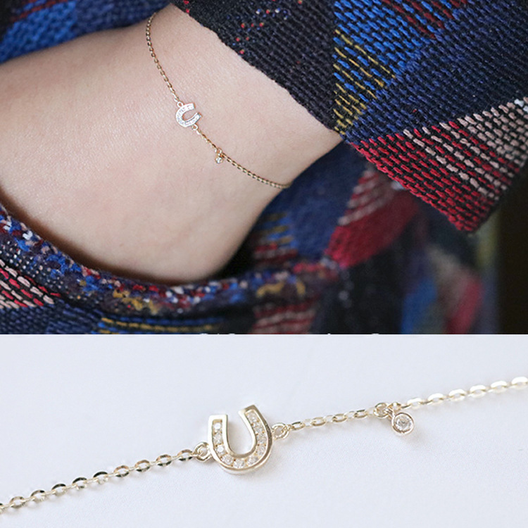 New S925 Sterling Silver 14K Gold Plated Exquisite And Slim U-shaped Cute Female Bracelet