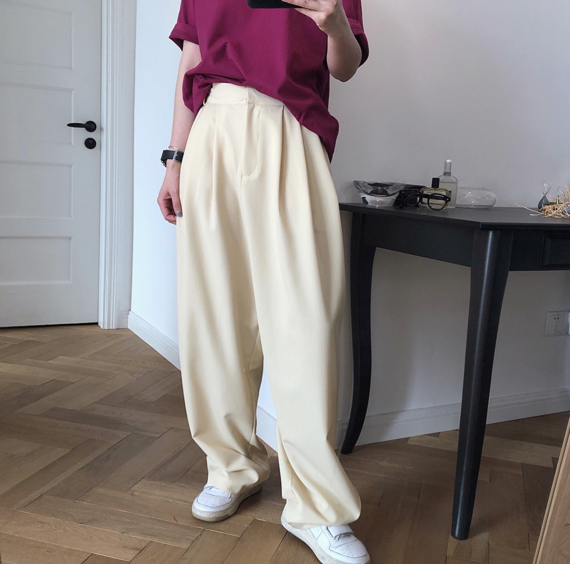 Title 2, Loose Drape Slimming Straight Radish Pants Casu...