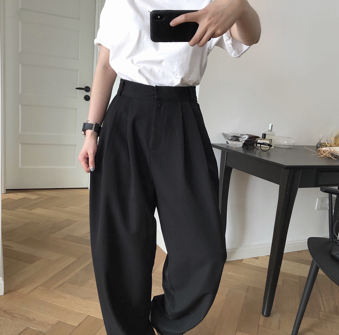 Title 3, Loose Drape Slimming Straight Radish Pants Casu...