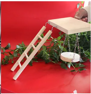 Tiger Skin Peony Xuan Little Sun Monk Gnaws And Relieves Boredom Swing Ladder Springboard Cage Toy Bell Wood Color Pedal Swing Ladder - Shop at LoveMi