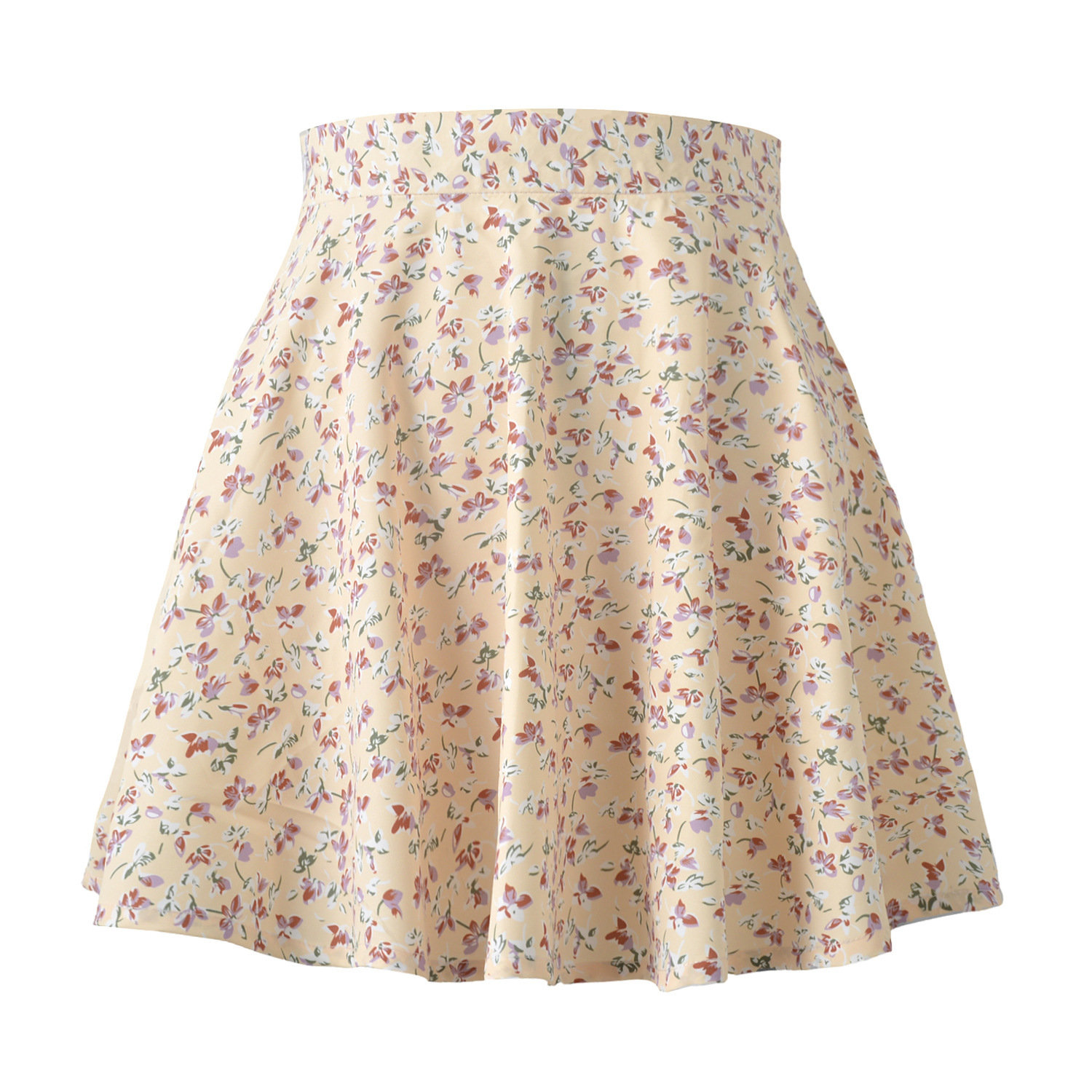 Women's Floral Skirt High Waist Umbrella Skirt Invisible Zipper Chiffon Print Short Skirt Women